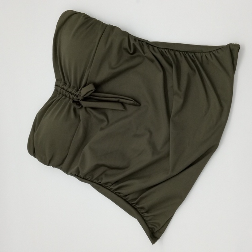 DKNY Bandeau Bow Tankini Swim Top Moss Green‎ XS